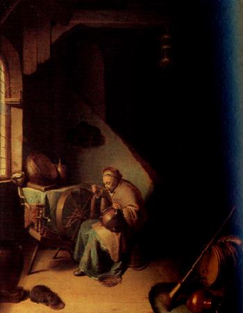 Gerrit Dou An Interior,with an old Woman eating Porridge (mk33) oil painting picture